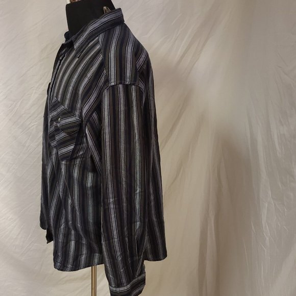Northwest Territory Mens XL Blue Green Grey Striped Long Sleeve Button Shirt - Picture 10 of 12